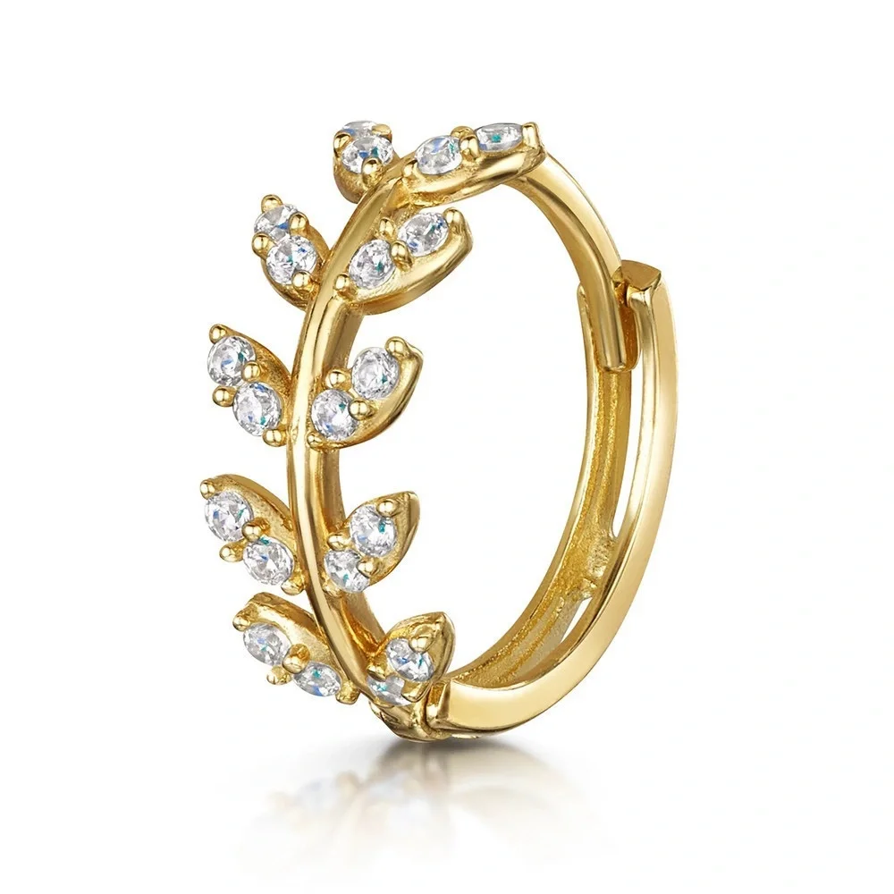 Elegant Gold S925 Leaf Design cartilage earring